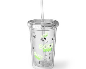 Taza decorativa de acrílico suave para Halloween Boo Whoo