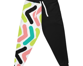 Colorful Chevron Pattern Athletic Joggers | Half Print Casual Pants