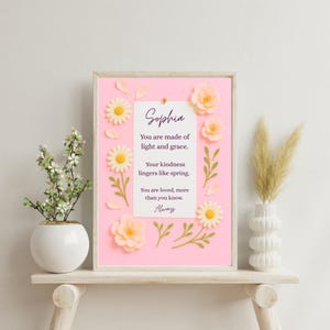 Letra floral personalizada - Descarga digital / Arte de pared imprimible con nombre personalizado / Regalo para ella o sus hijos, Decoración de pared para habitación de niña, A5, A4, 5x7