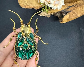 Embroidered Moth Brooch: Beaded Insect Pin, Unique Bug Art Jewelry