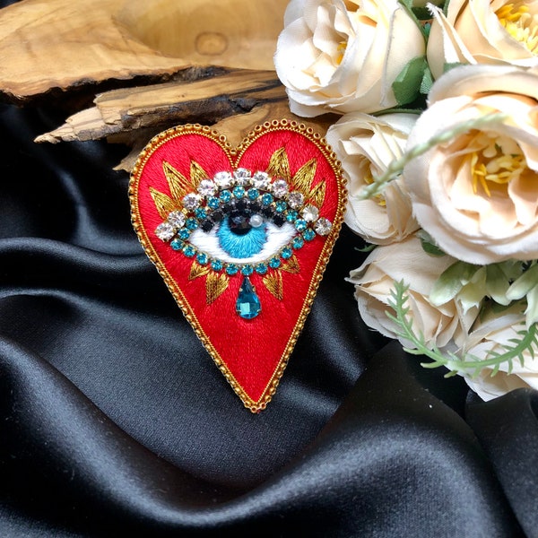 Herz-Evil Eye Brosche-Unikates Geschenk für Mutter, Evil Eye Schmuck, Teardrop Evil Eye Brosche Pin-Personalisiertes Geschenk für Sie, ich habe mein Auge auf Sie