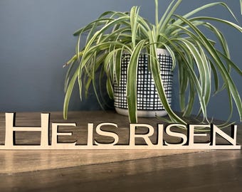 Letrero de madera de Pascua / Decoración de Pascua / Él ha resucitado