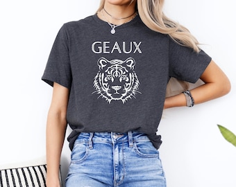 Camiseta de los Tigers, camiseta Bella Canvas, camiseta Geaux, camiseta universitaria, camiseta para el día del partido, camiseta para la previa del partido