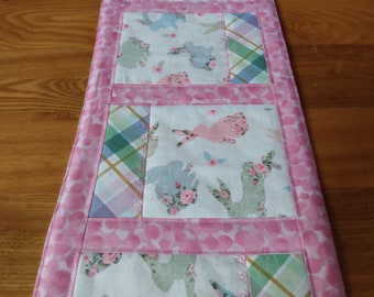 Handmade Quilted Table Runner - Easter, Spring, Pink