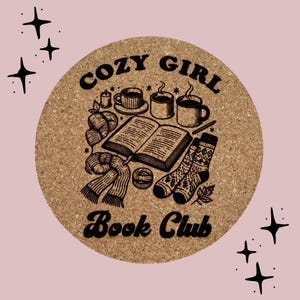 Cozy Girl Book Themed Cork Coasters / Book Lovers