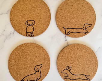Dackel Korkuntersetzer, Laser graviertes Hundedekor
