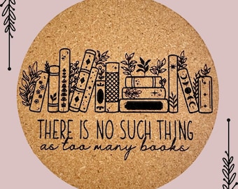 Laser Engraved Book Cork Coaster: Gift for Book Lovers