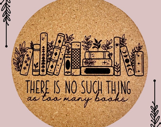 Laser Engraved Book Cork Coaster: Gift for Book Lovers
