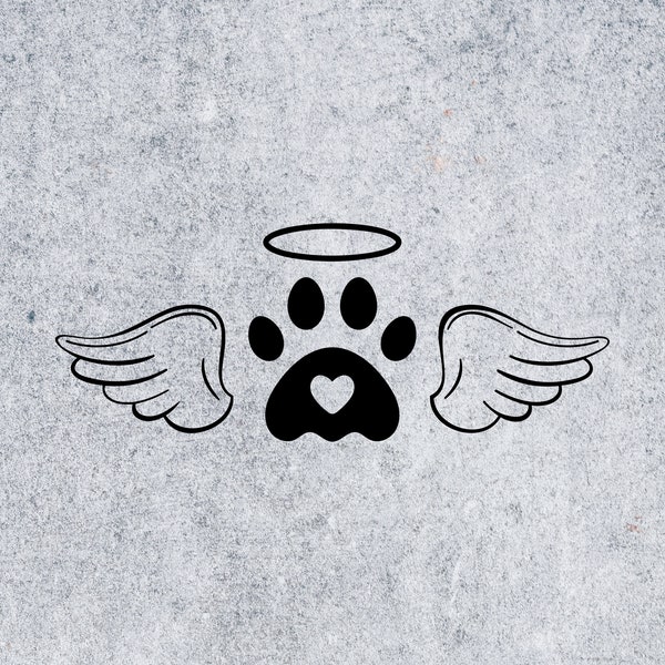 Chien ailes d'ange SVG, SVG ange, chien, chien Memorial Svg, fichier vectoriel empreinte de patte pour Cricut, patte Svg, Svg pour amoureux des chiens, ange Clipart svg