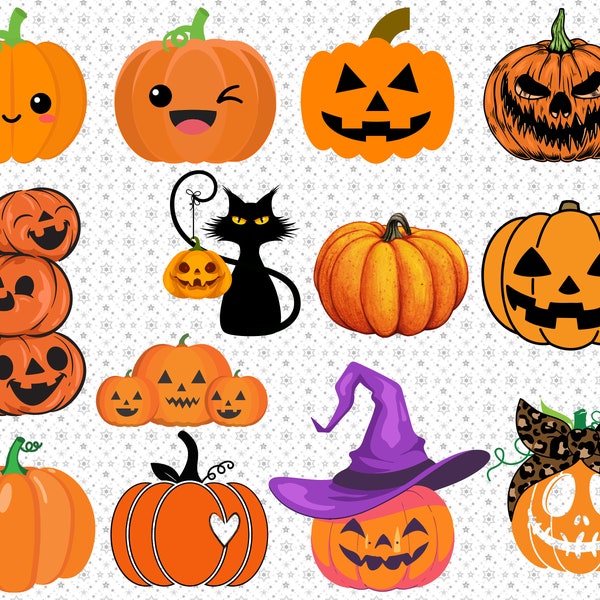 13 Pumpkin PNG Bundle Clipart, Cute Pumpkin svg, Svg for cricut, Svg for Silhouette, pumpkin clip ar, Halloween svg, pumpkin svg Cut file