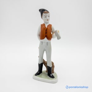 Woodcutter Boy, rare vintage Hollohaza porcelain figurine