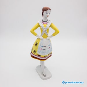 Girl in Traditional Hungarian Clothes, rare vintage Hollohaza porcelain figurine