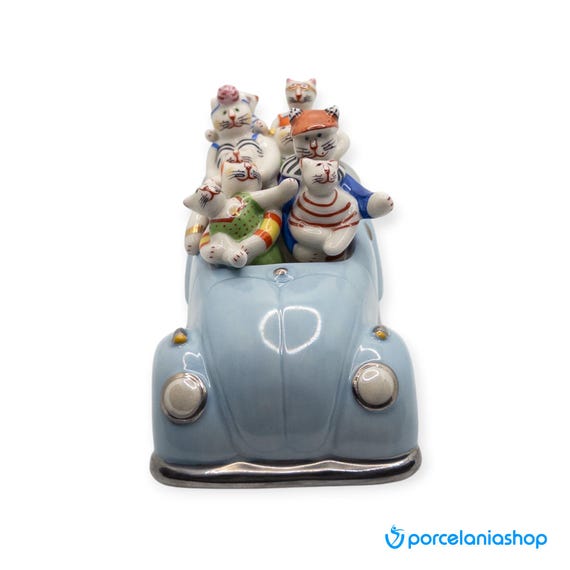 Villeroy & Boch Porcelain Cat Car Figurine, Rosemarie Benedikt