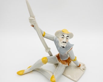 vintage Don Quichotte Figurine - Rare Drasche Porcelain - Peint à la main - Excellent état - Mid-Century Retro Collectible