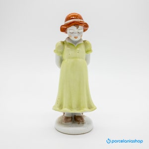 Shy Little Girl, very rare vintage Aquincum Budapest porcelain figurine