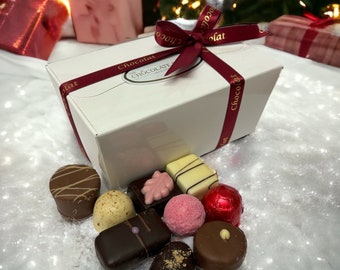 Luxury Belgian Chocolates - 25-27 Assorted Chocolates 415g White Gift Box by The Chocolate Source