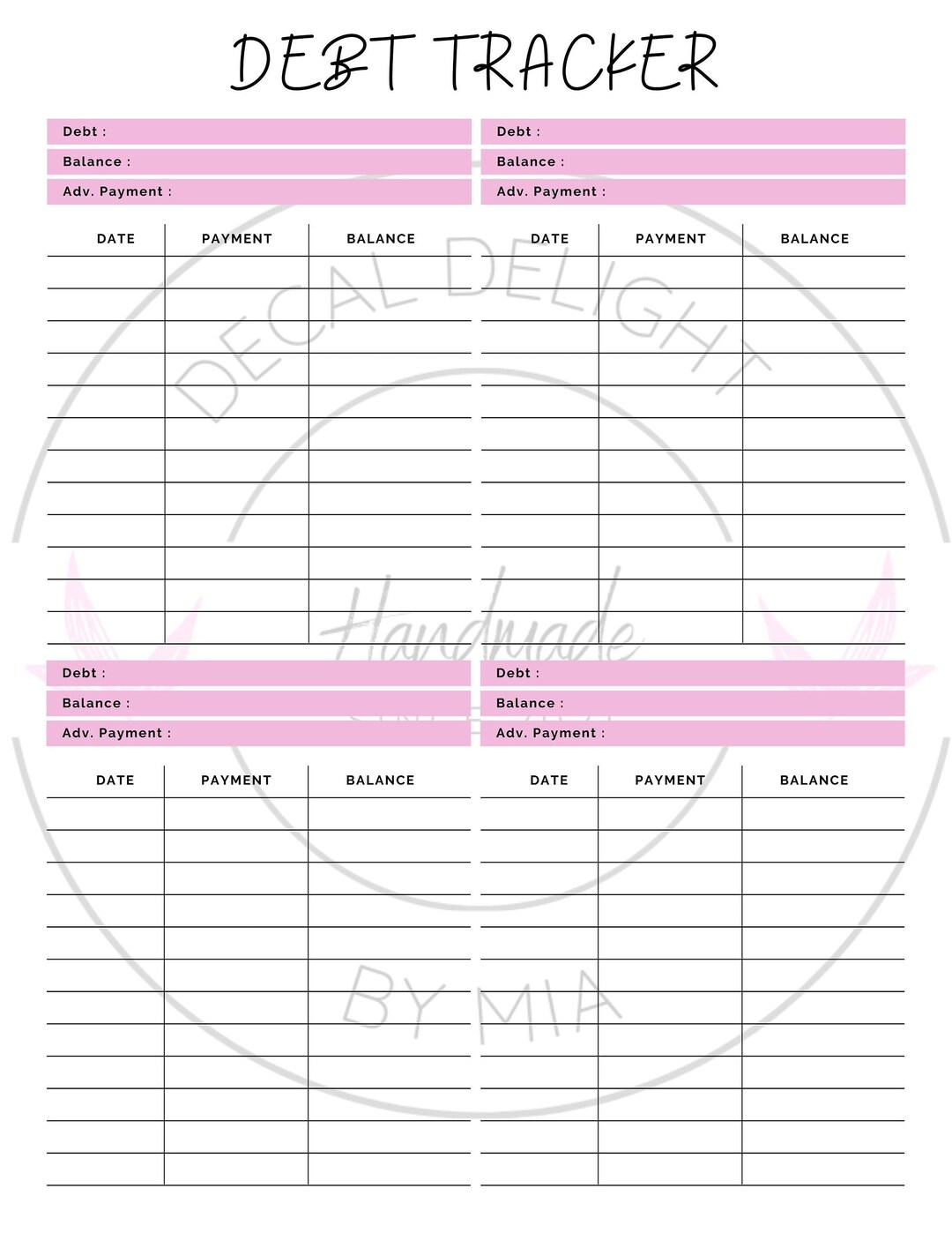 Printable Debt Tracker * PDF and PNG* - Etsy