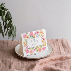 Einfache rosa Blumen Geburtstagskarte