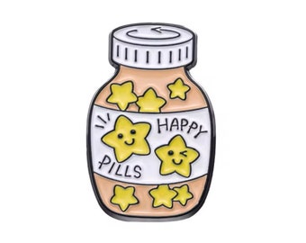 Happy Pills Emaille Pin: Bunter Ansteckpin