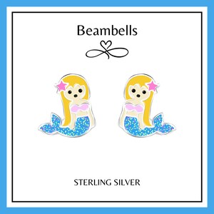 Beautiful 925 Sterling Silver Mermaid Stud Earrings. Mermaids, Silver Studs, Mermaid Studs, Birthday Gifts, Silver.