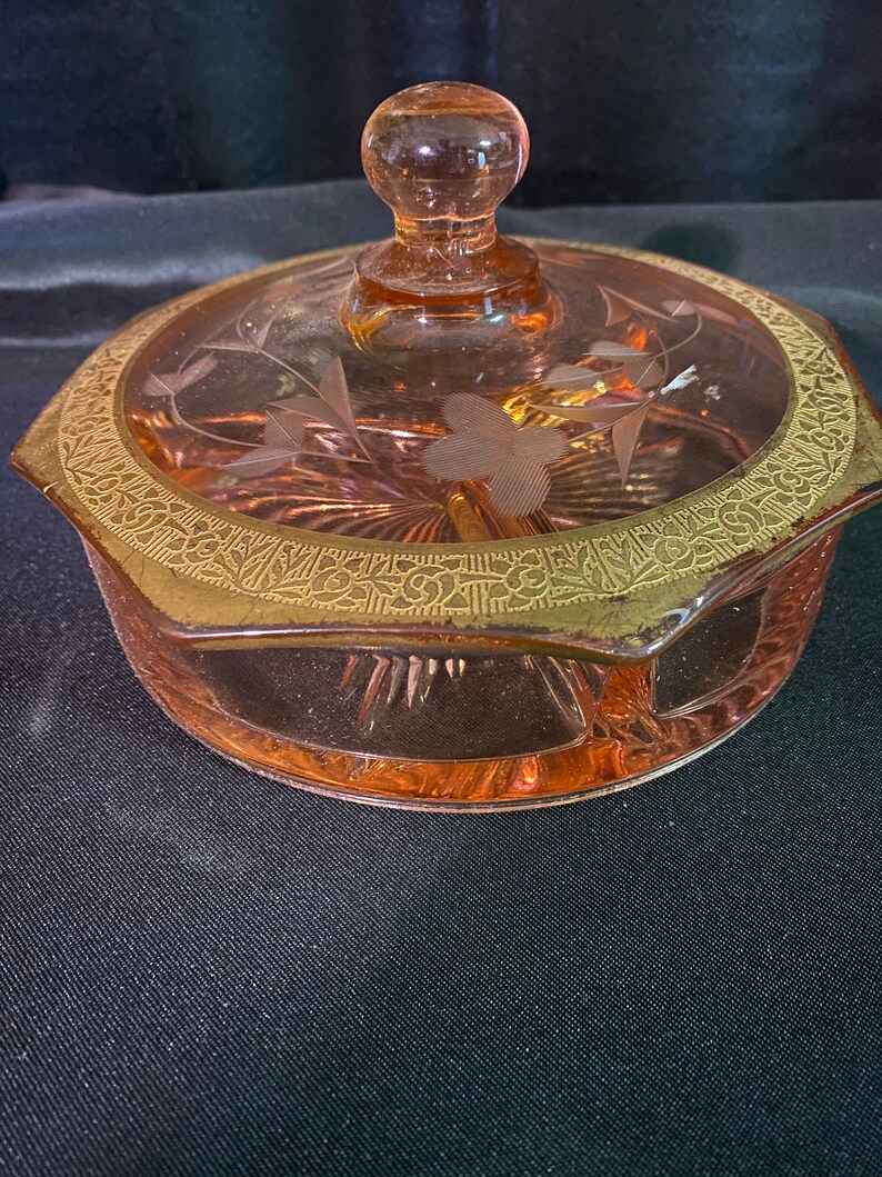 Pink Depression Glass Dish Etsy