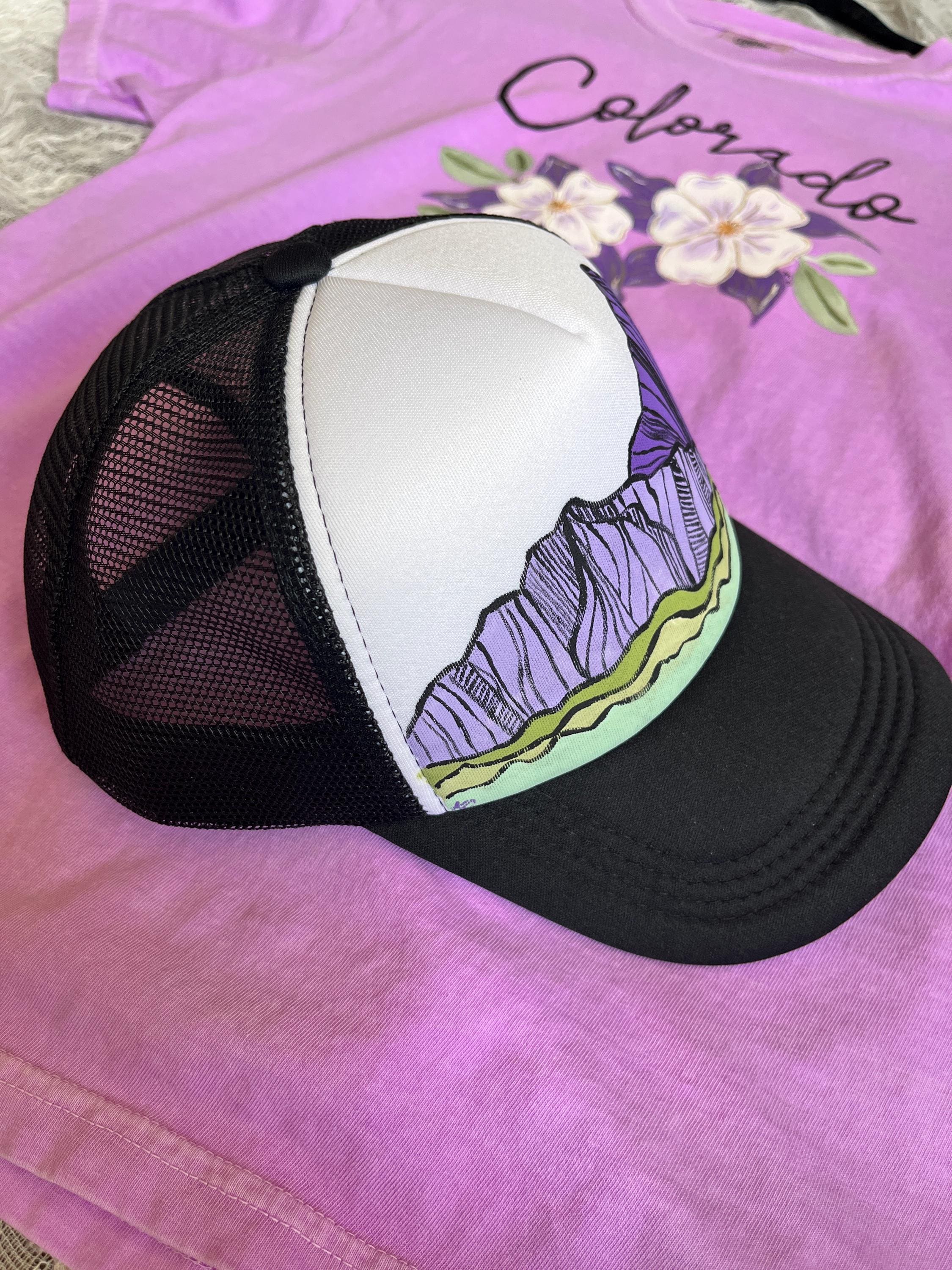 Unisex Hand-Painted Mountain Landscape Hat Green tree mountain custom painted SnapBack hat  main image 3
