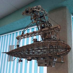 Airship 3D wooden puzzle drawing file for cnc laser cut ( cdr, dxf, svg )