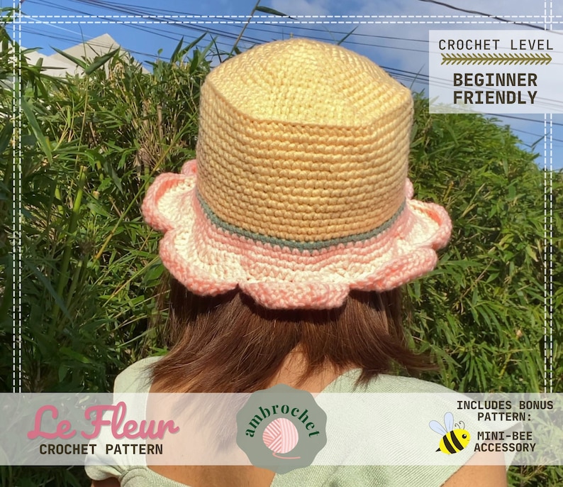 Le Fleur Flower Bucket Hat Crochet Pattern image 1