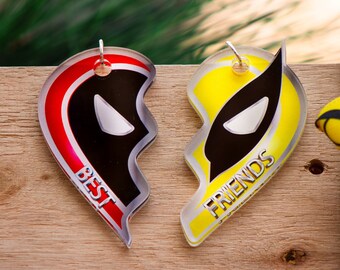 Deadpool & Wolverine Best Friends Keychain, Superhero-Inspired Best Friends Keychain Set