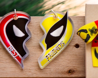 Deadpool & Wolverine Best Friends Keychain, Superhero-Inspired Best Friends Keychain Set