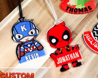 Personalized Superhero Luggage Tag, Custom Name Travel Bag Tag
