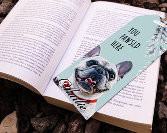 Custom Pet Portrait Bookmark: Personalized Dog Cat Lover Gift