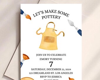 Pottery Party Editable Invite Template
