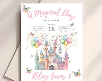 Magical Unicorn Castle Invite Template
