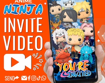 NEW! ANIME • NINJA • Invitation Video • Animated Invitation, Funko, Anime Birthday Invitation