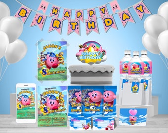 NEW! KIRBY Party Bundle • 10 Item Complete Birthday Kit