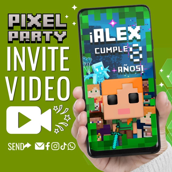 MINE BLOX Video Invitación En Español Invitación a Fiesta De 