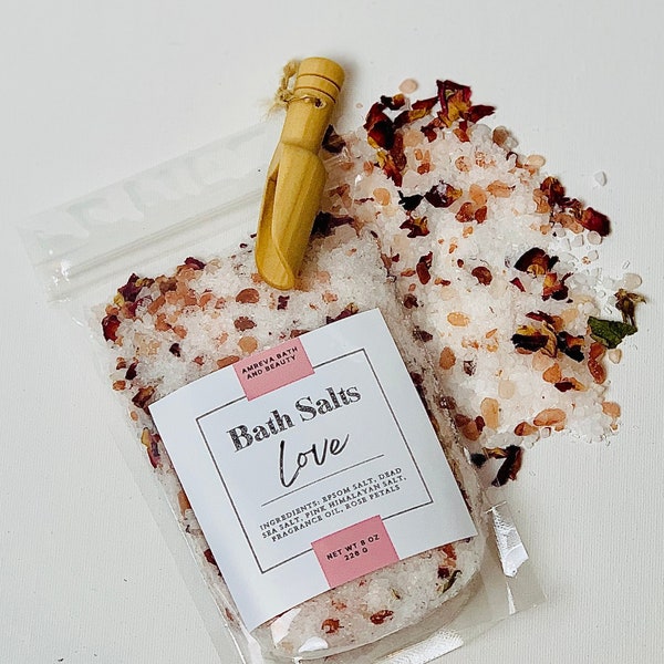 All Natural Bath Salts, Rose Bath Soak, Gift Idea, Bath Salt Flowers, Aromatherapy, Gift For Mother, Spa Gift, Self Care