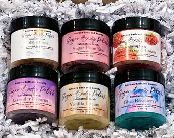 Sugar Scrub Gift Set, Set of 6 Body Scrubs, Assorted Sugar Scrubs, Exfoliating Scrub, Whipped Scrub, Self Care Gift