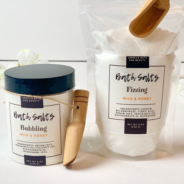Milk & Honey Bath Salts | Bath Soak | Gift Idea | Bath Product | White Bath Salts | Gift For Mother | Gift For Mom | Spa Gift