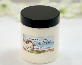 Caribbean Coconut Sugar Body Scrub: Exfoliating Body Polish (5 or 8 Oz)