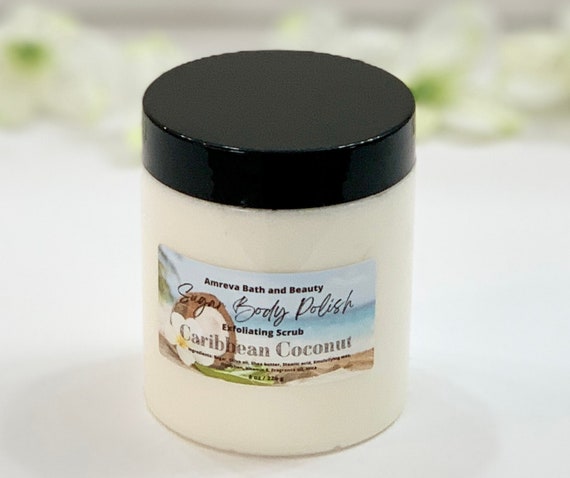 Caribbean Coconut Sugar Body Scrub: Exfoliating Body Polish (5 or 8 Oz)