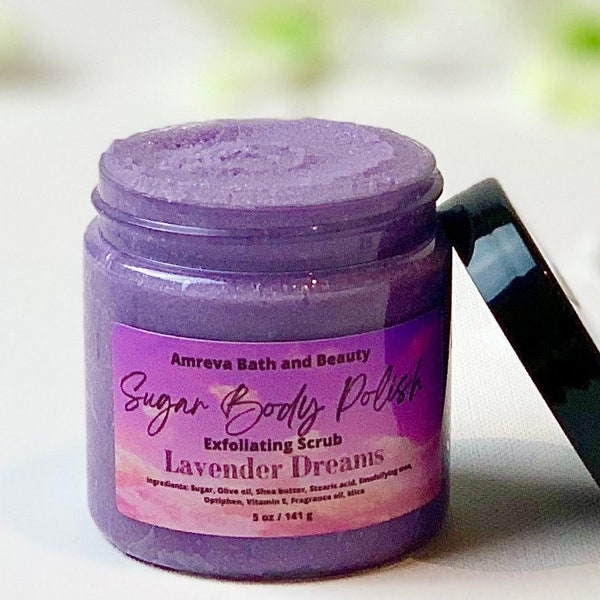 Lavender Dreams Sugar Scrub | Shea Butter Body Scrub | Body Polish| | Purple Body Scrub | Exfoliating Scrub | Whipped Body Scrub |
