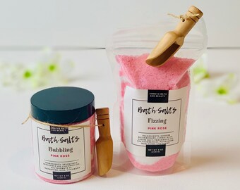 Pink Rose Bath Salts | Aromatherapy Bath Salts | Bath Soak | Gift For Friend | Birthday Gift For Her | Pink Bath Salts | Self Care