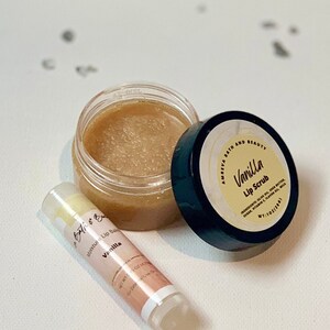 Sugar Lip Scrub Lip Balm Set | VANILLA Lip Scrub Lip Balm | Sugar Scrub | Lip Exfoliant | Lip Polish | Dry Lip Relief | Chapped Lips |