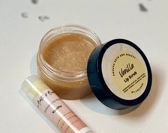Sugar Lip Scrub Lip Balm Set | VANILLA Lip Scrub Lip Balm | Sugar Scrub | Lip Exfoliant | Lip Polish | Dry Lip Relief | Chapped Lips |