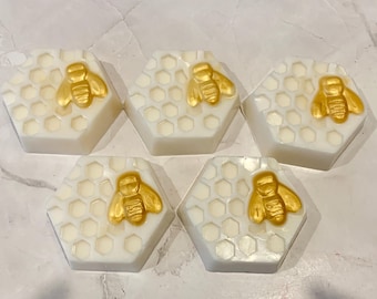 Handmade Milk and Honey Glycerin Soap: Honeycomb Bee Design