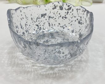 Handmade Small Bowl, Silver Shimmer Flakes, Epoxy Resin, Decorative Organizer, Trinket Dish, Candy Bowl