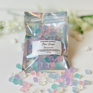 Mini Diamond Soap In Bag | Soap Toppers | Soap Favors | Handmade Soap| Gem Soap | Kids Soap | Small Soap |Bridal Gift|Tiny Soap