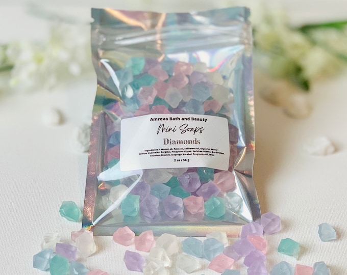 Mini Diamond Soap Favors: 100 Individual Soaps, Handmade Gem Soaps in Bag